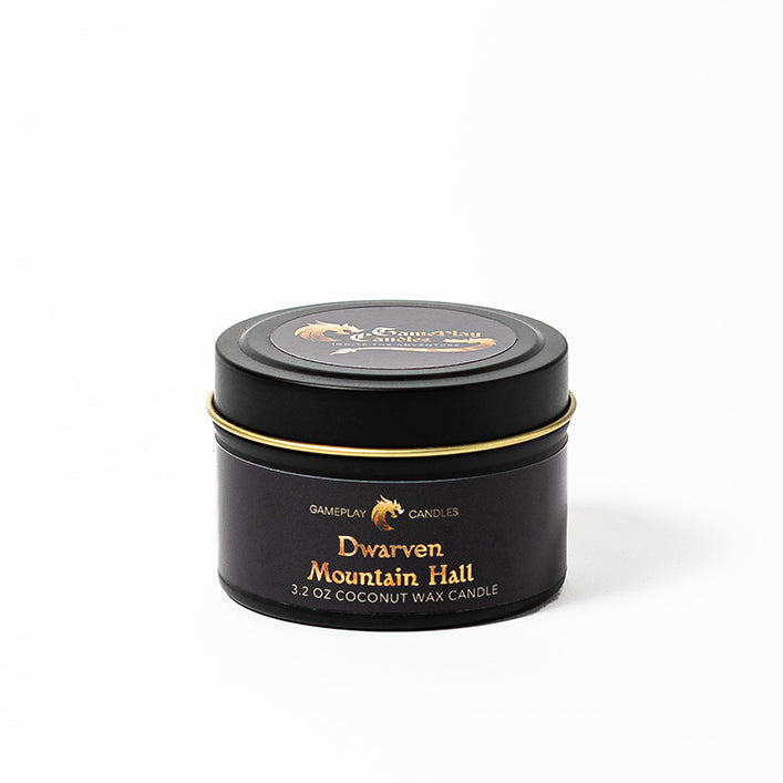 DnD Candle Dwarven Mountain Hall Tin with Lid On